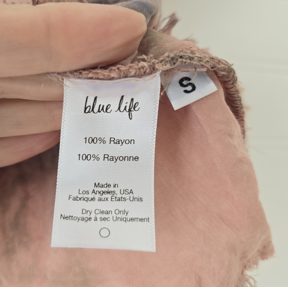 Blue Life Off The Shoulder Tie Dye Fray Edge Top Small Pink Gray Green - Picture 9 of 9